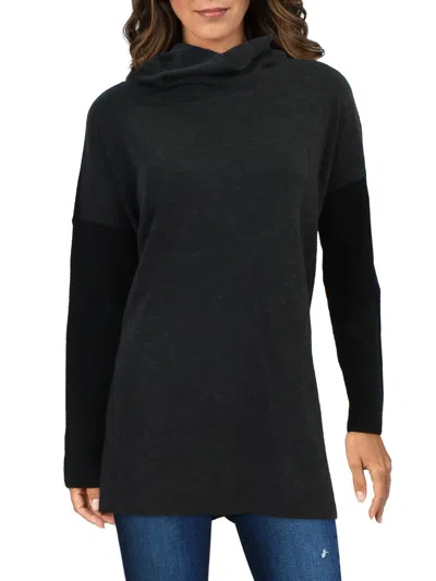 Eileen Fisher Womens Merino Wool Colorblock Turtleneck Sweater In Black