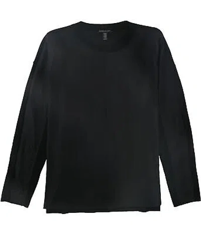 Pre-owned Eileen Fisher Womens Mixed Media Pullover Blouse In Black