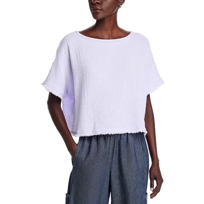 Eileen Fisher Womens Organic Cotton Bateau Neck Pullover Top In Neutral