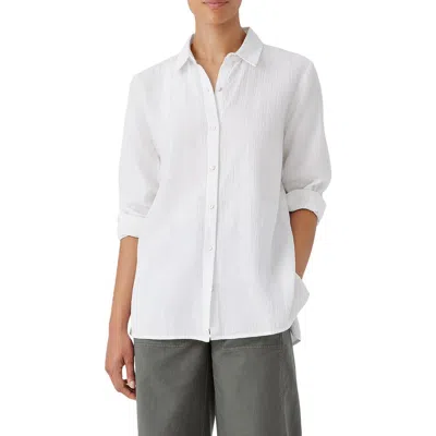 Eileen Fisher Womens Organic Cotton Classic Tunic Top In White