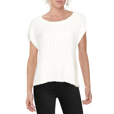 Eileen Fisher Womens Organic Cotton Crochet Pullover Sweater In White