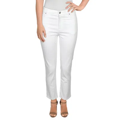 Eileen Fisher Womens Raw Hem Denim Straight Leg Jeans In White