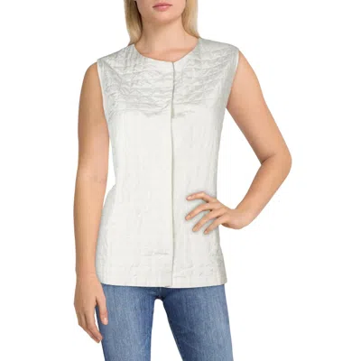 Eileen Fisher Womens Round Neck Pockets Casual Vest