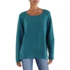 Eileen Fisher Womens Side Slit Long Sleeve Crewneck Sweater In Blue