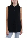 Eileen Fisher Classic Collar Sleeveless Silk Button-up Shirt In Black