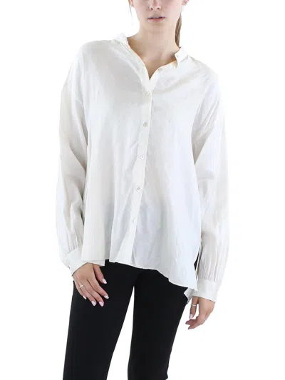 Eileen Fisher Womens Silk Button-down Top In White
