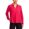 Eileen Fisher Womens Silk Collared Button-down Top In Red