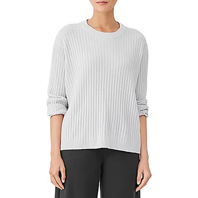 Eileen Fisher Womens Solid Oversized Crewneck Sweater In White
