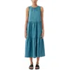 Eileen Fisher Womens Solid Tiered Maxi Dress In Blue