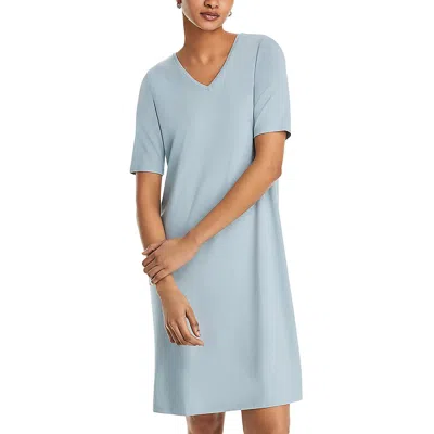 Eileen Fisher Womens Solid V-neck T-shirt Dress In Blue