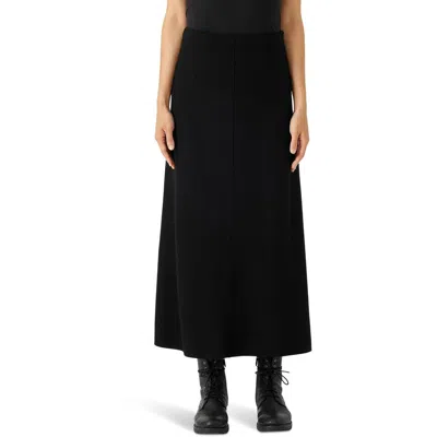 Eileen Fisher Womens Solid Wool Midi Skirt In Black