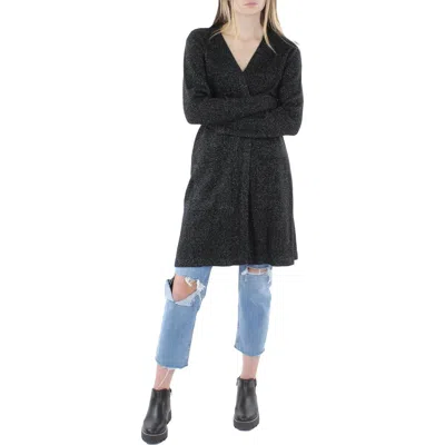 Eileen Fisher Womens Sparkle Long Cardigan Top In Black
