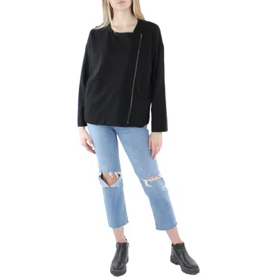 Eileen Fisher Womens Spring Asymmetrical Motorcycle Jacket In Black