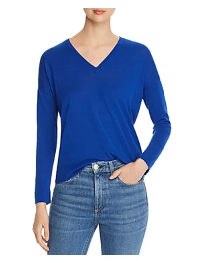 Eileen Fisher Womens Tencel Ribbed Trim Pullover Sweater In Blue