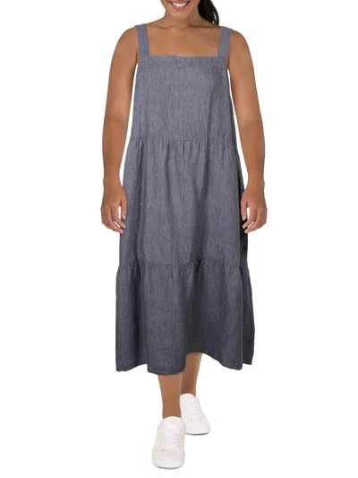 Eileen Fisher Womens Tiered Long Sundress In Gray