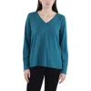 Eileen Fisher Womens V Neck Long Sleeve Pullover Top In Blue