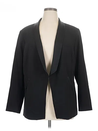Pre-owned Eileen Fisher Wool Blazer Jacket In Black