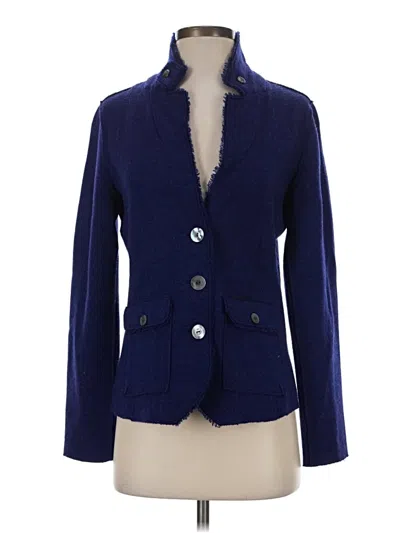 Pre-owned Eileen Fisher Wool Blazer Jacket In Blue