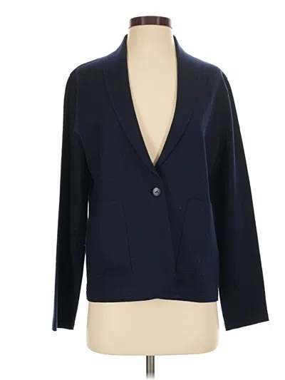 Pre-owned Eileen Fisher Wool Blazer Jacket In Blue