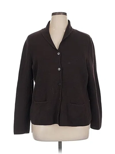 Pre-owned Eileen Fisher Wool Blazer Jacket In Brown
