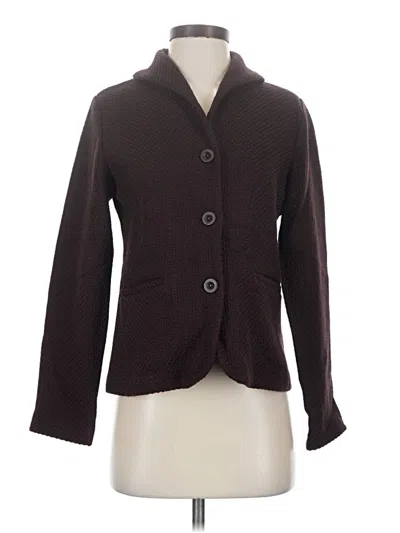 Pre-owned Eileen Fisher Wool Blazer Jacket In Brown