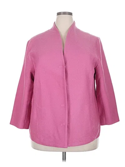 Pre-owned Eileen Fisher Wool Blazer Jacket In Pink