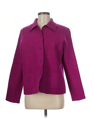 Pre-owned Eileen Fisher Wool Blazer Jacket In Purple