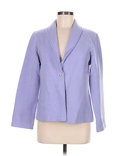 Pre-owned Eileen Fisher Wool Blazer Jacket In Purple
