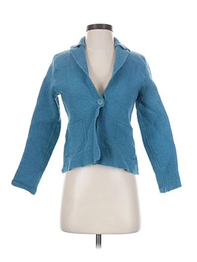 Pre-owned Eileen Fisher Wool Blazer Jacket In Teal