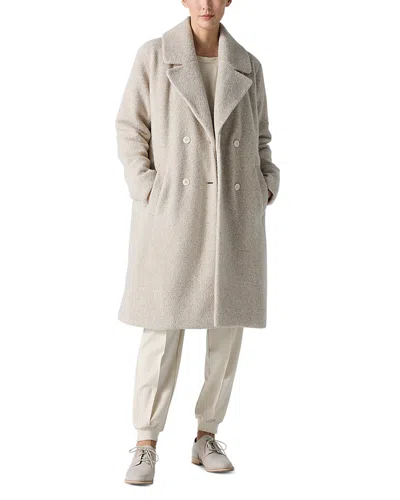 Eileen Fisher Wool Boucle Notch Collar Coat In Maple Oat
