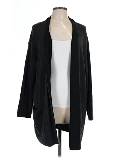 Pre-owned Eileen Fisher Wool Cardigan Sweater In Black