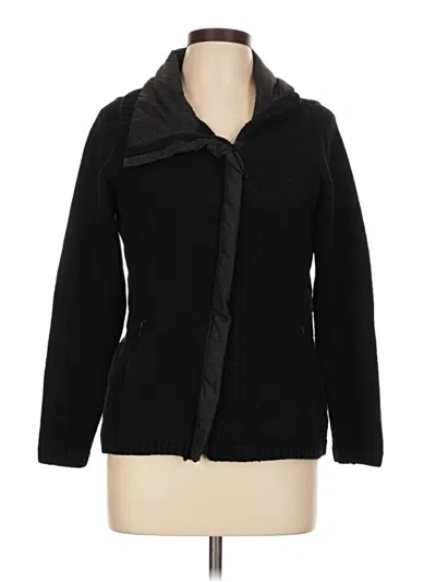 Pre-owned Eileen Fisher Wool Cardigan Sweater In Black