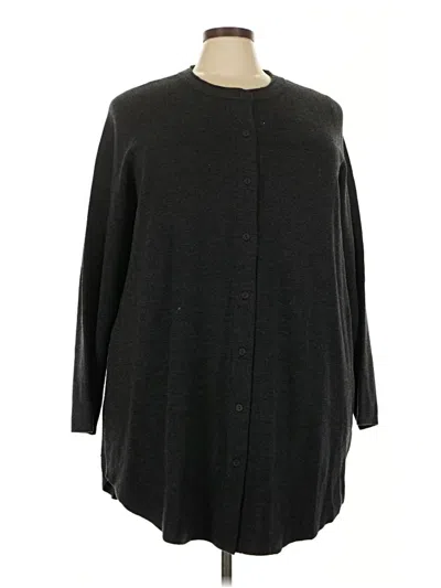 Eileen Fisher Wool Cardigan Sweater In Black