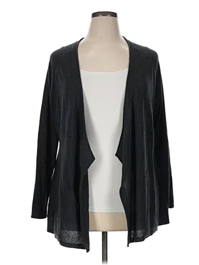 Pre-owned Eileen Fisher Wool Cardigan Sweater In Black