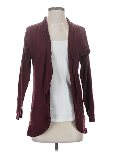 Pre-owned Eileen Fisher Wool Cardigan Sweater In Burgundy