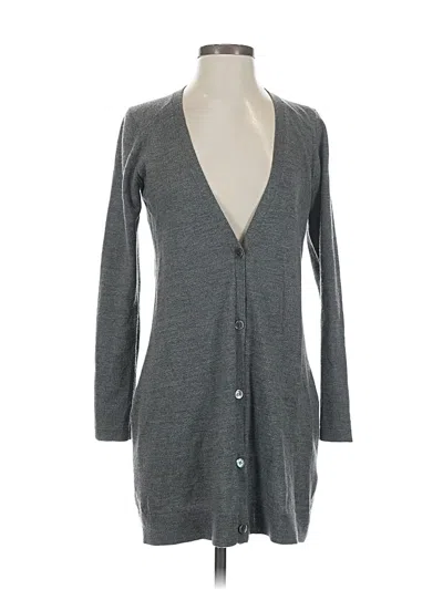 Pre-owned Eileen Fisher Wool Cardigan Sweater In Gray