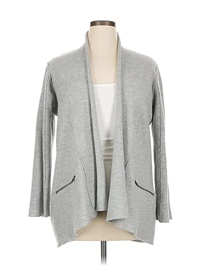 Pre-owned Eileen Fisher Wool Cardigan Sweater In Gray