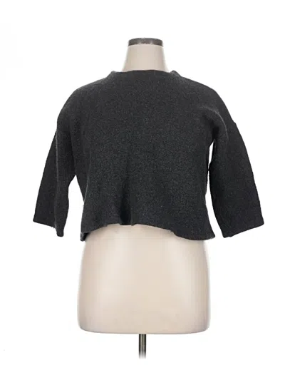 Pre-owned Eileen Fisher Wool Cardigan Sweater In Gray