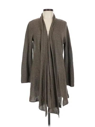 Pre-owned Eileen Fisher Wool Cardigan Sweater In Gray