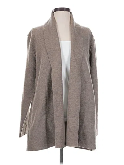 Eileen Fisher Wool Cardigan Sweater In Gray
