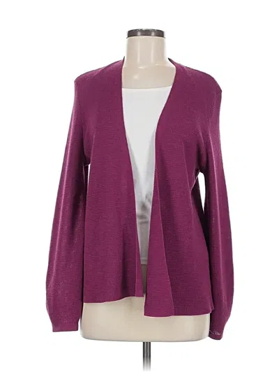 Pre-owned Eileen Fisher Wool Cardigan Sweater In Purple