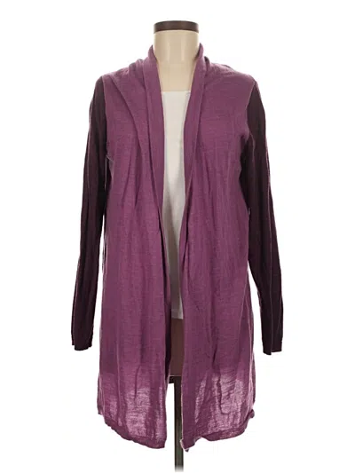 Pre-owned Eileen Fisher Wool Cardigan Sweater In Purple