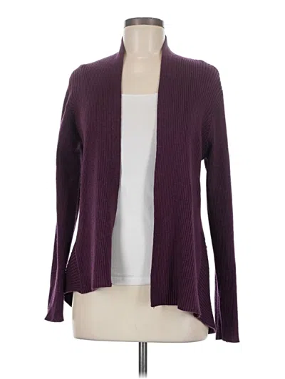 Pre-owned Eileen Fisher Wool Cardigan Sweater In Purple