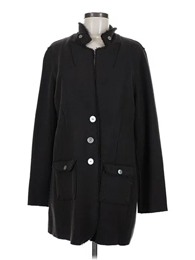 Pre-owned Eileen Fisher Wool Coat In Black