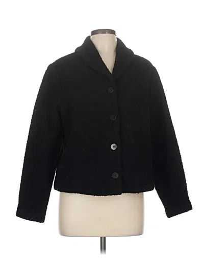 Pre-owned Eileen Fisher Wool Coat In Black