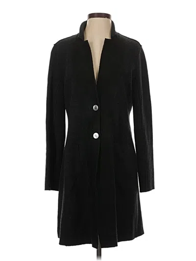 Pre-owned Eileen Fisher Wool Coat In Black
