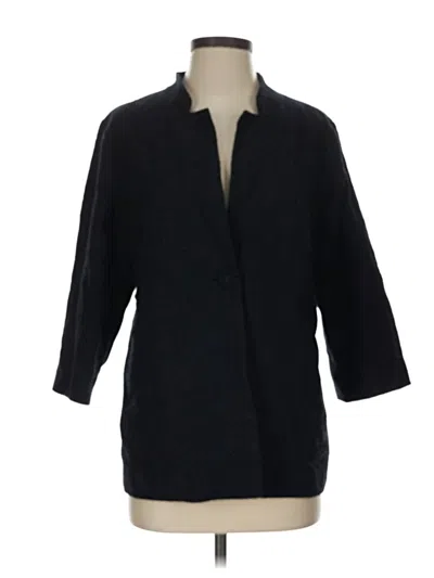 Pre-owned Eileen Fisher Wool Coat In Black