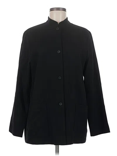 Pre-owned Eileen Fisher Wool Coat In Black