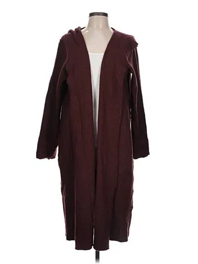 Pre-owned Eileen Fisher Wool Coat In Burgundy