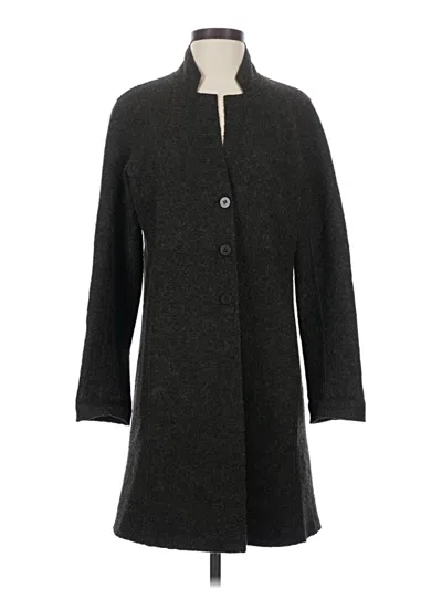 Pre-owned Eileen Fisher Wool Coat In Gray